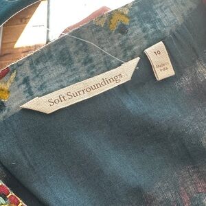 Soft Surroundings Teal and Yellow Floral Blouse